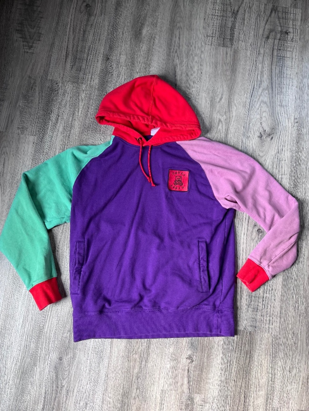 Teddy Fresh Mens Size XL Color Block Heavyweight Cotton Hoodie Embroidered Logo